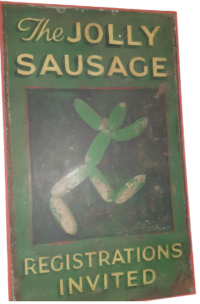 A Jolly Sausage sign