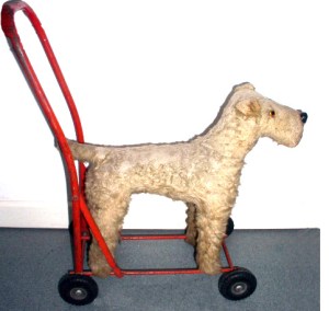 A push along toy dog