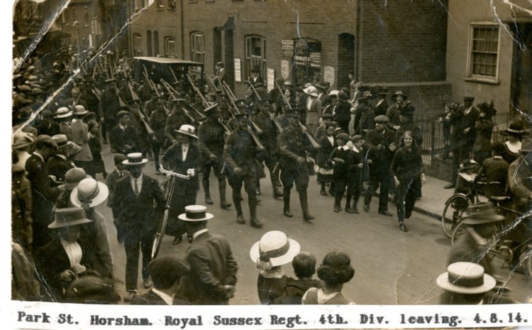Troops leave Horsham early in World War&nbsp;One